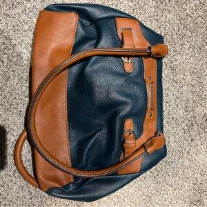 Rosetti Navy and Brown Leather Messenger Bag